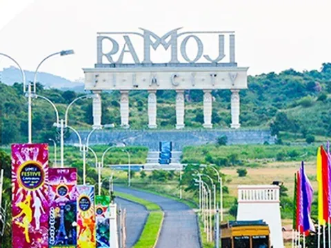The entrance gate of Ramoji Film City in Hyderabad